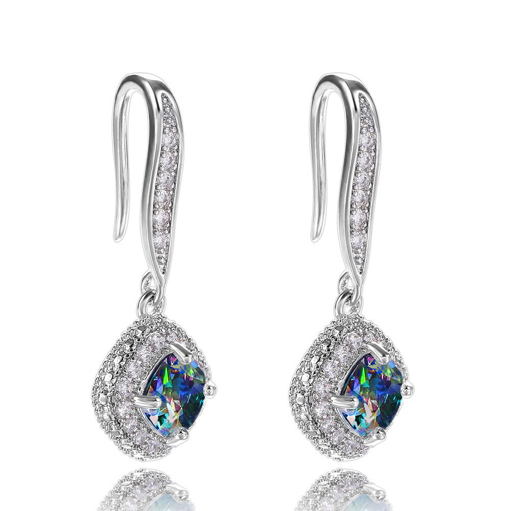 Wholesale Square Zirconia Copper Earrings
